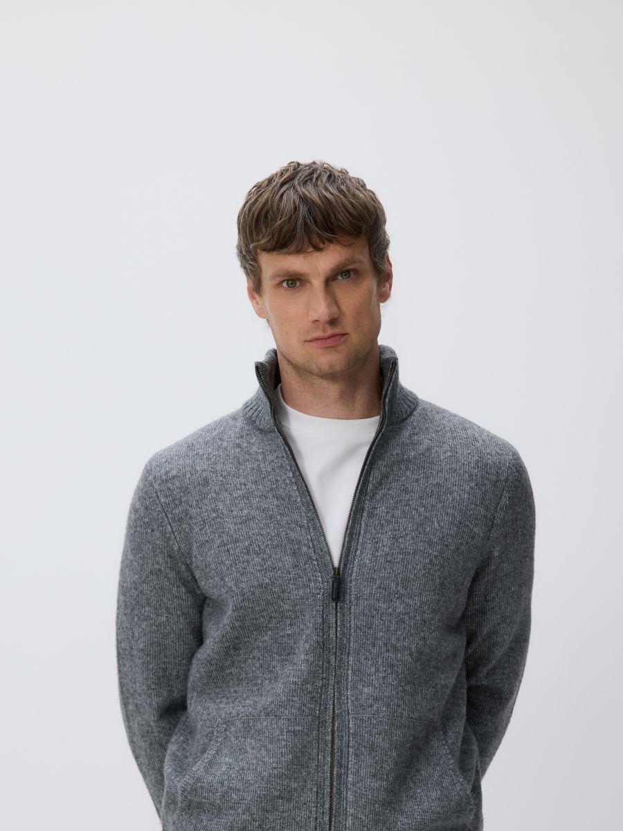 Sweter z golfem z domieszką wełny - szary - RESERVED