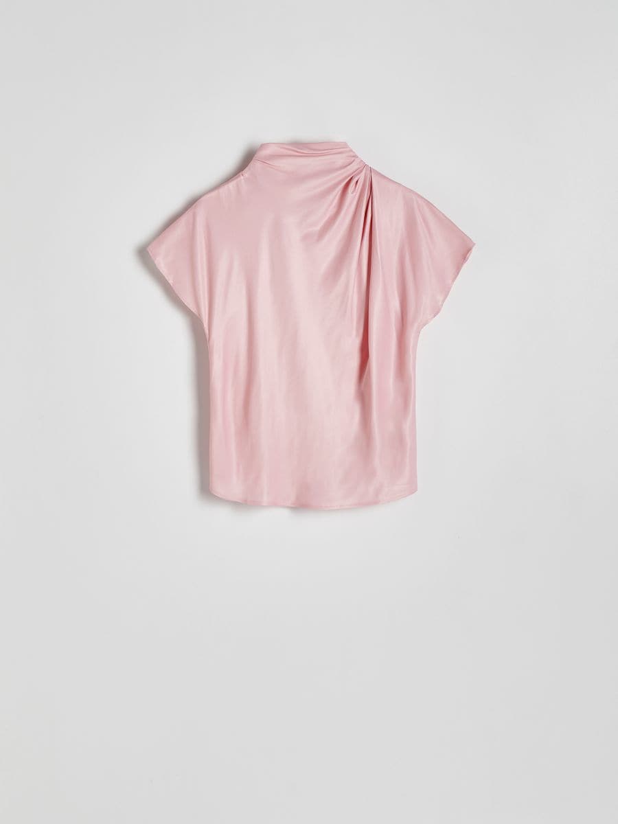 Viscose blouse with ruffle detail - pastel pink - RESERVED - 4