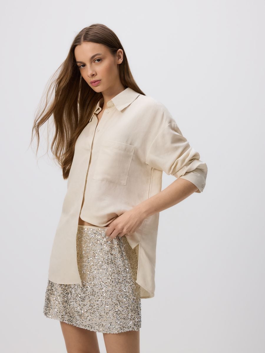 Sequin mini skirt - nude - RESERVED