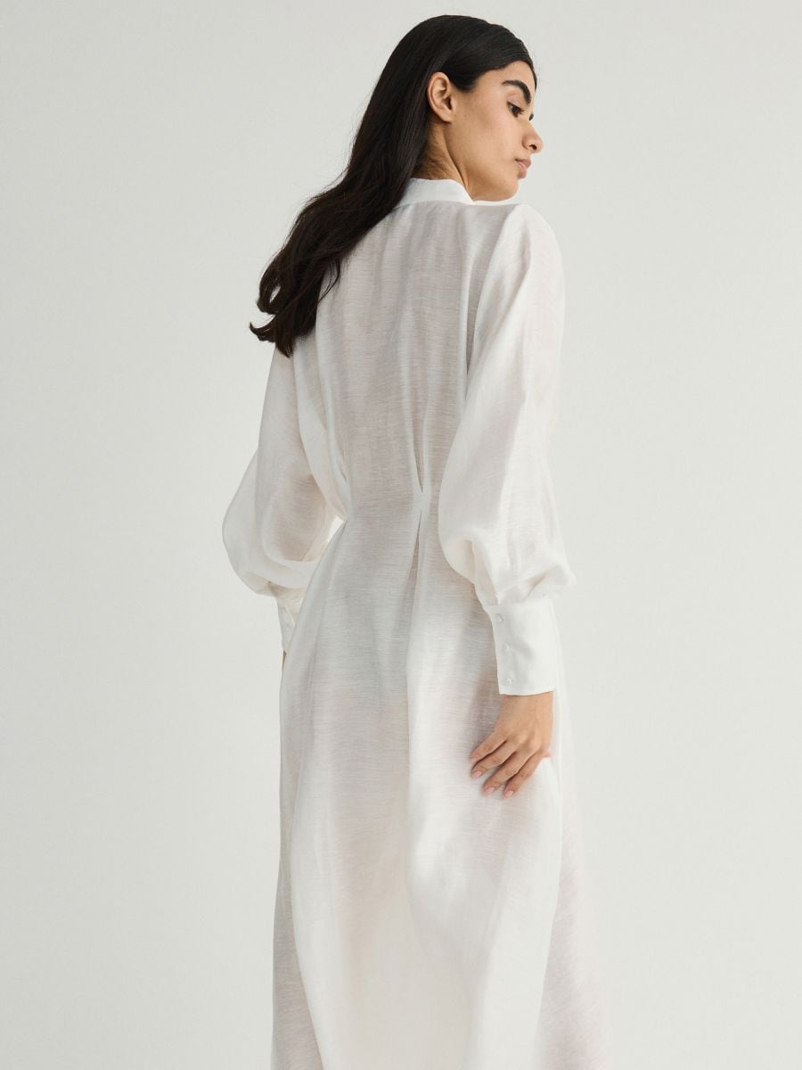 Robe maxi en lin majoritaire - crème - RESERVED - 5
