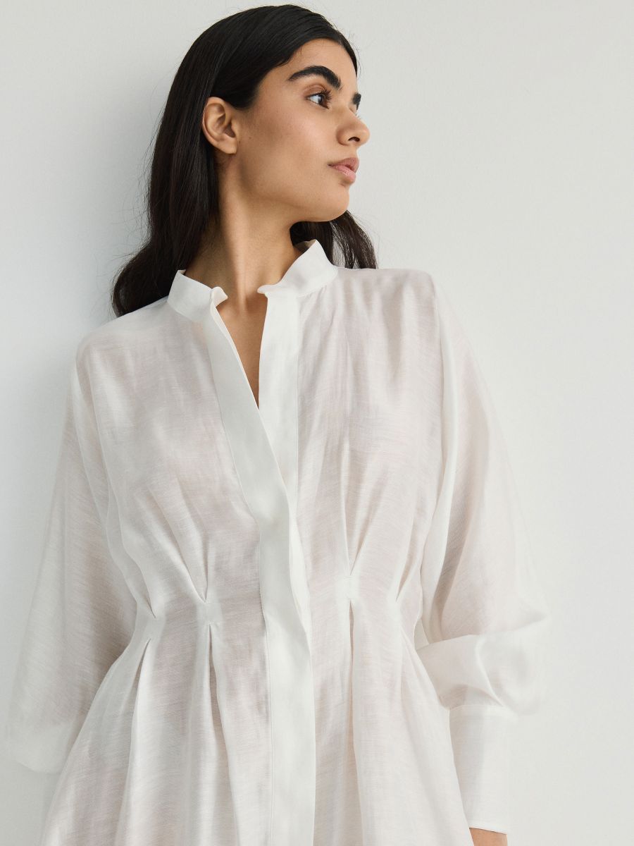 Robe maxi en lin majoritaire - crème - RESERVED - 4