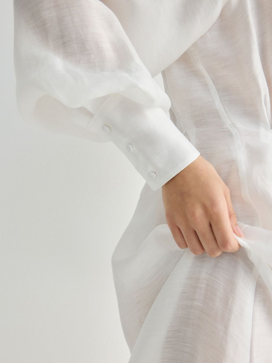 Robe maxi en lin majoritaire - crème - RESERVED - 6