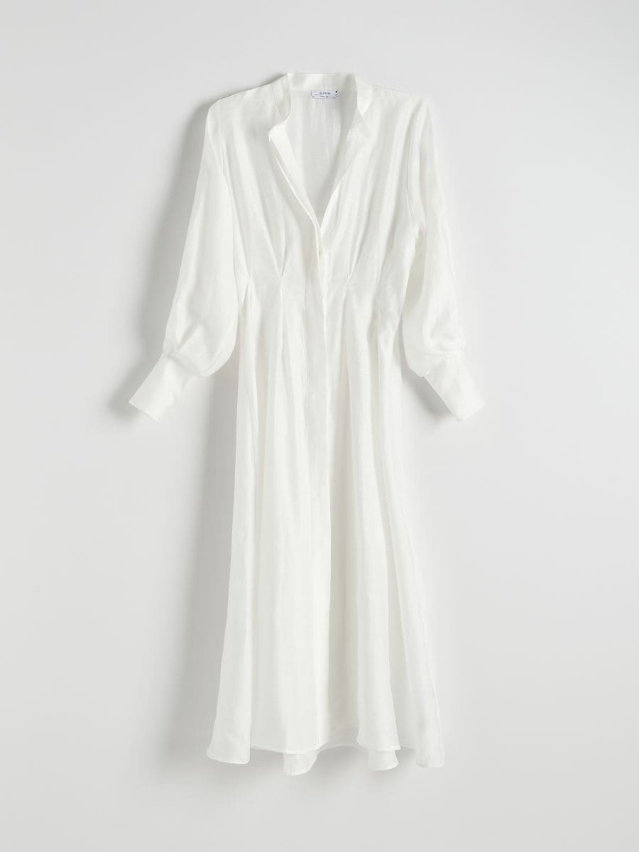 Robe maxi en lin majoritaire - crème - RESERVED - 7