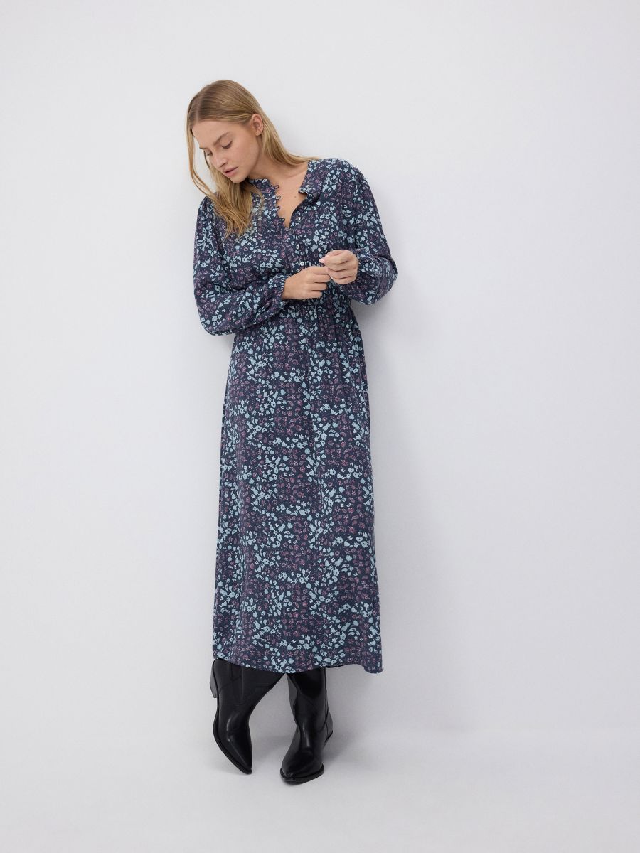 Viscose midi dress - multicolor - RESERVED - 3