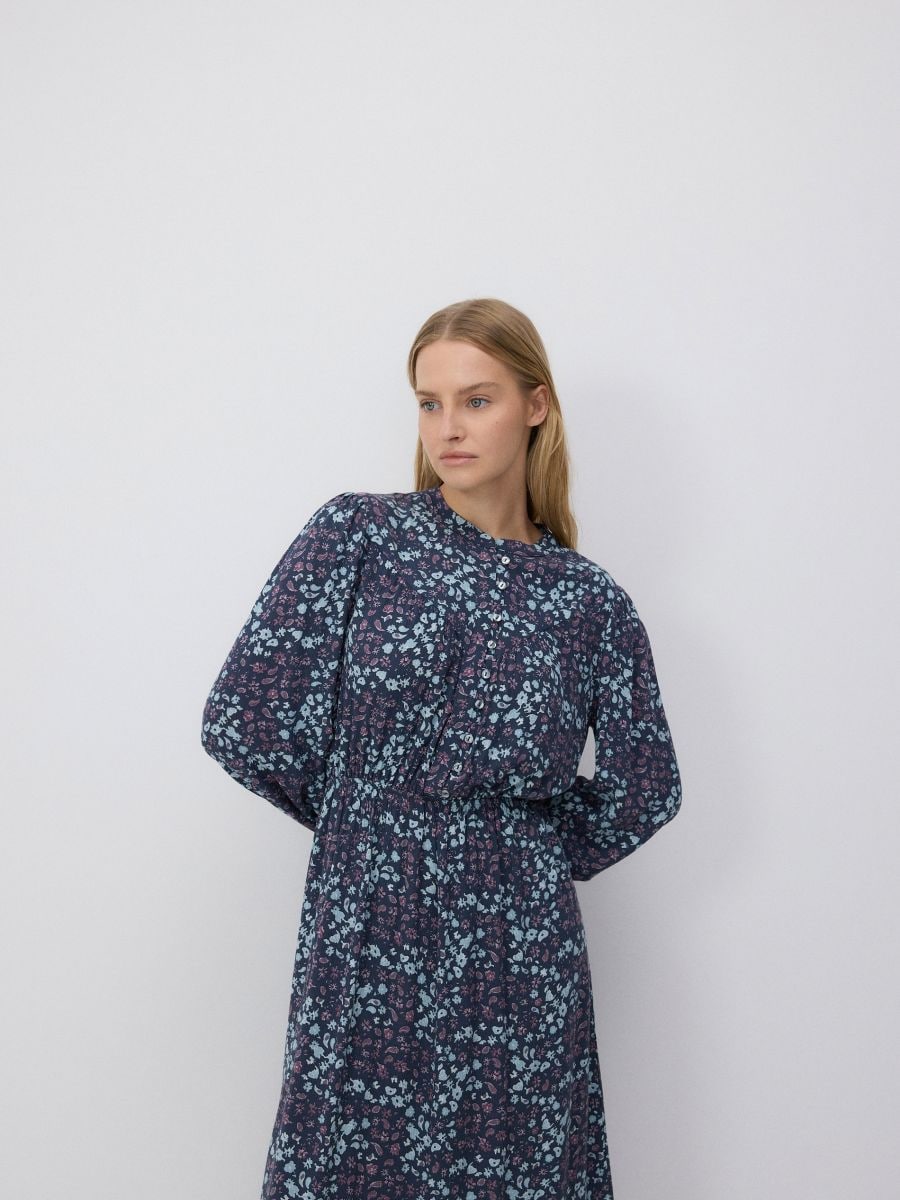 Viscose midi dress - multicolor - RESERVED - 5