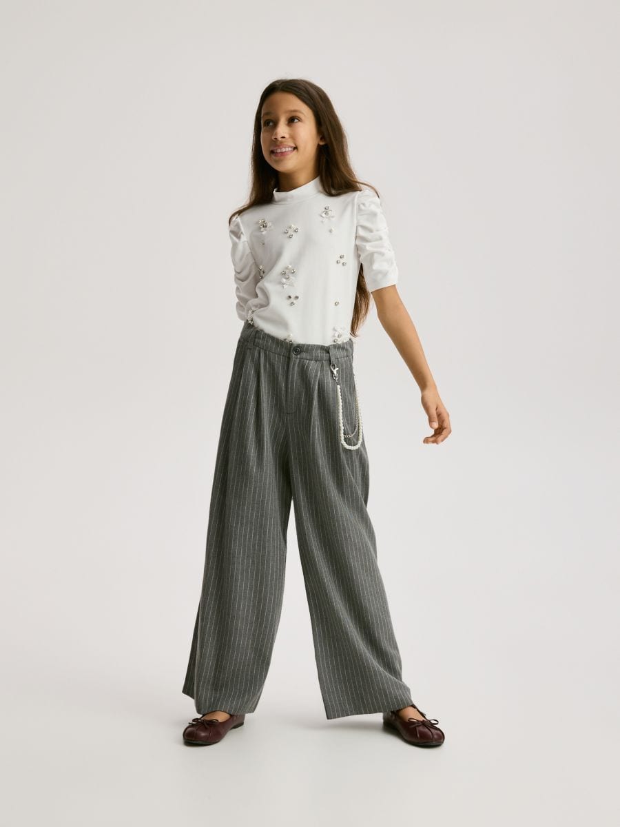Stripe wide leg trousers - dark grey - RESERVED