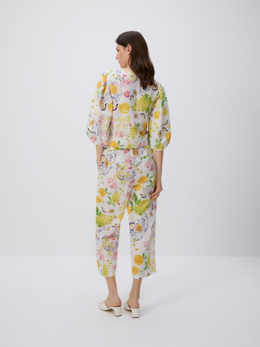 Patterned blouse with linen - multicolor - RESERVED - 6