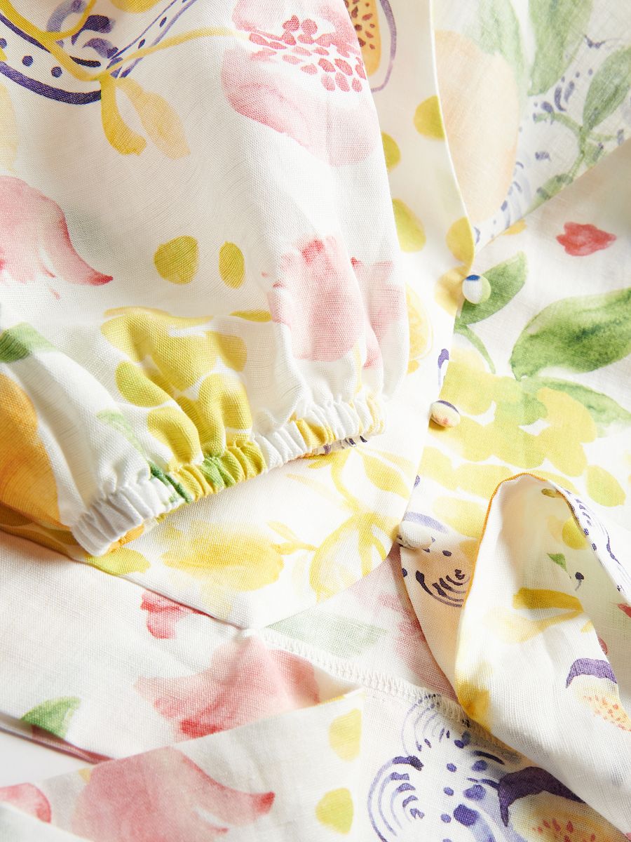 Patterned blouse with linen - multicolor - RESERVED - 8