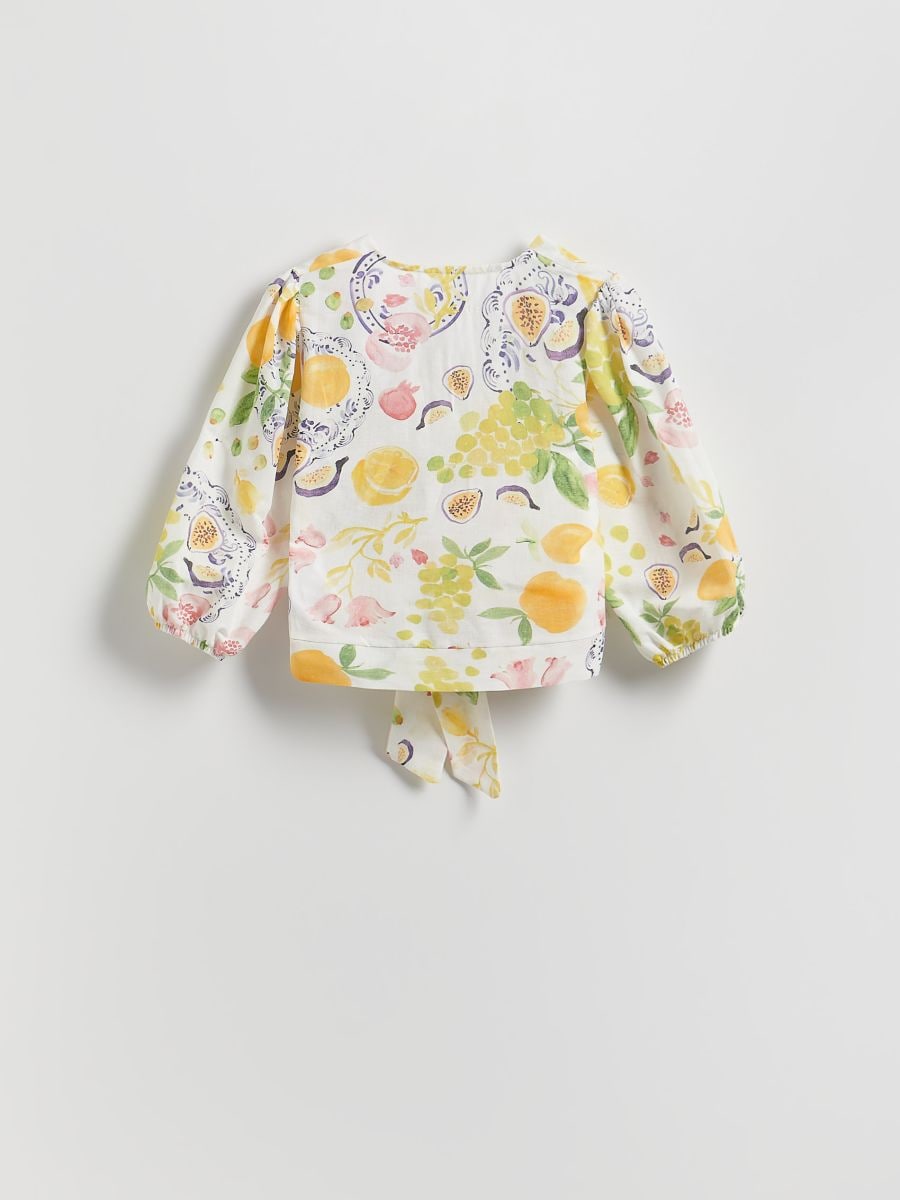 Patterned blouse with linen - multicolor - RESERVED - 9