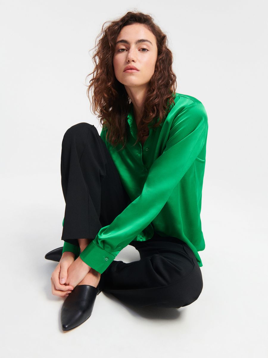 Satinbluse - grün - RESERVED - 2