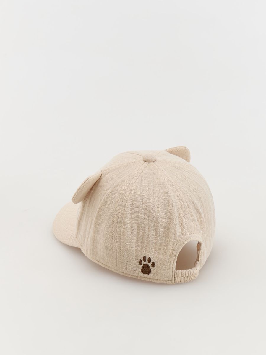 Muslin cap with ears - cream - RESERVED - 3