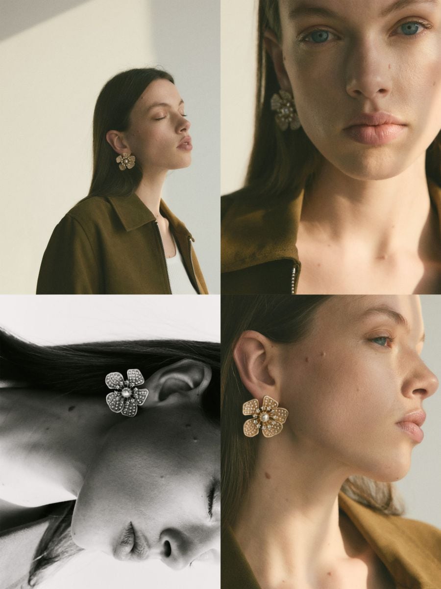 Boucles d’oreilles en forme de fleurs - nude - RESERVED - 3