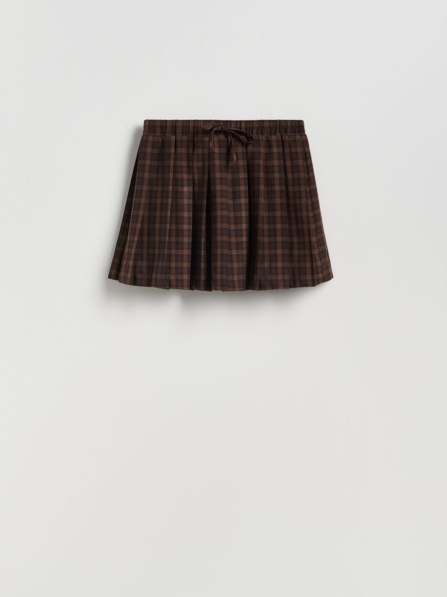 Check mini skirt - dark brown - RESERVED