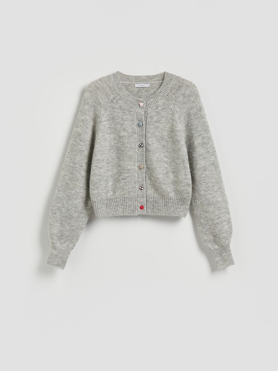 Cardigan with decorative buttons - light grey - RESERVED