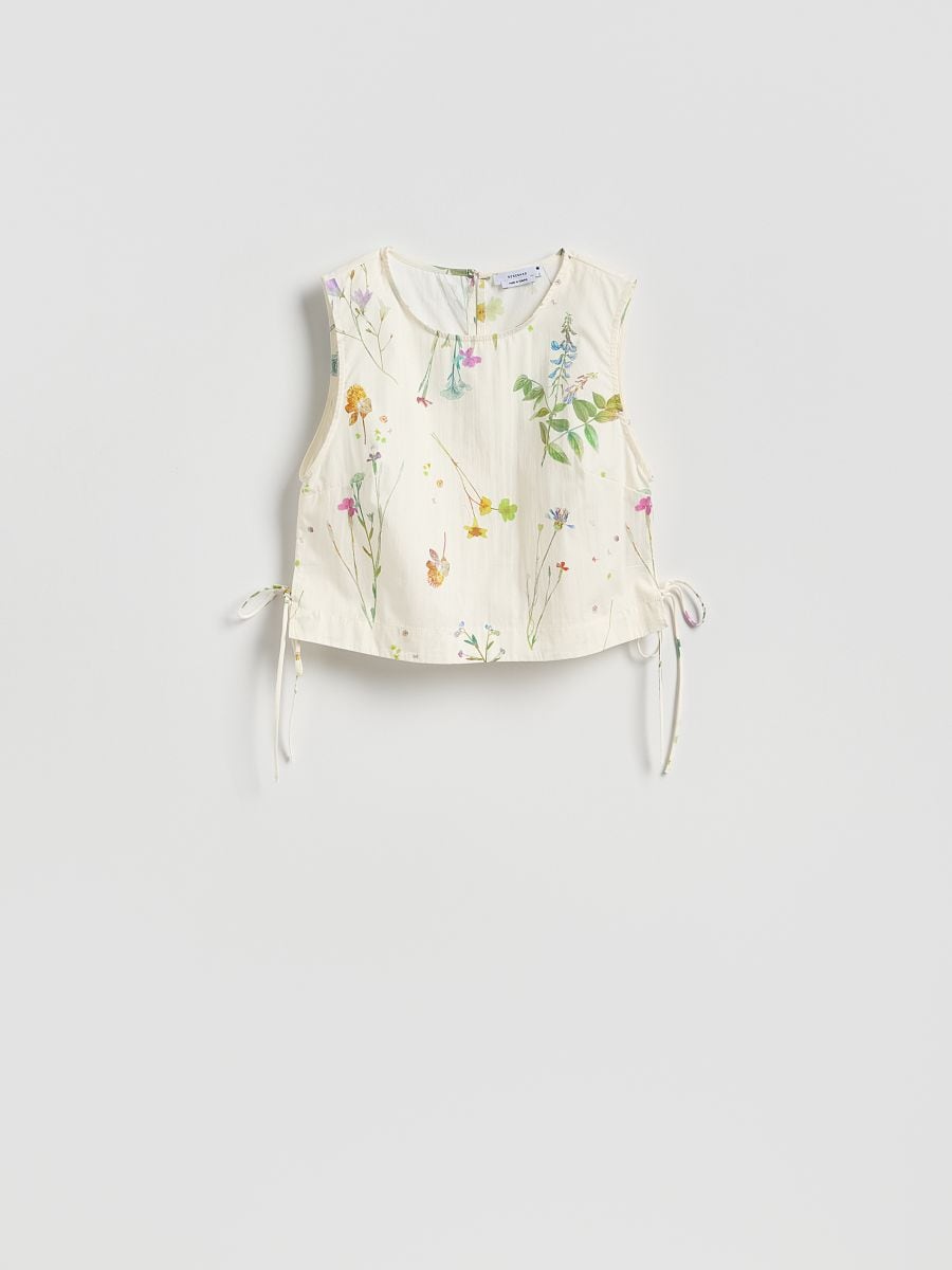 Bawełniany top w kwiaty - wielobarwny - RESERVED