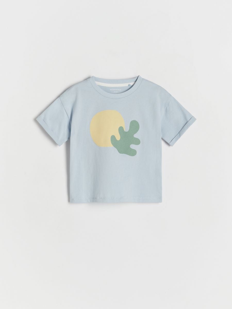 Oversized T-shirt with appliqué - pale blue - RESERVED