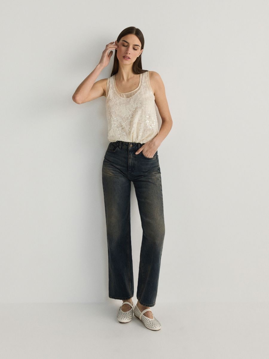 Lyocell sequin blouse - nude - RESERVED - 5