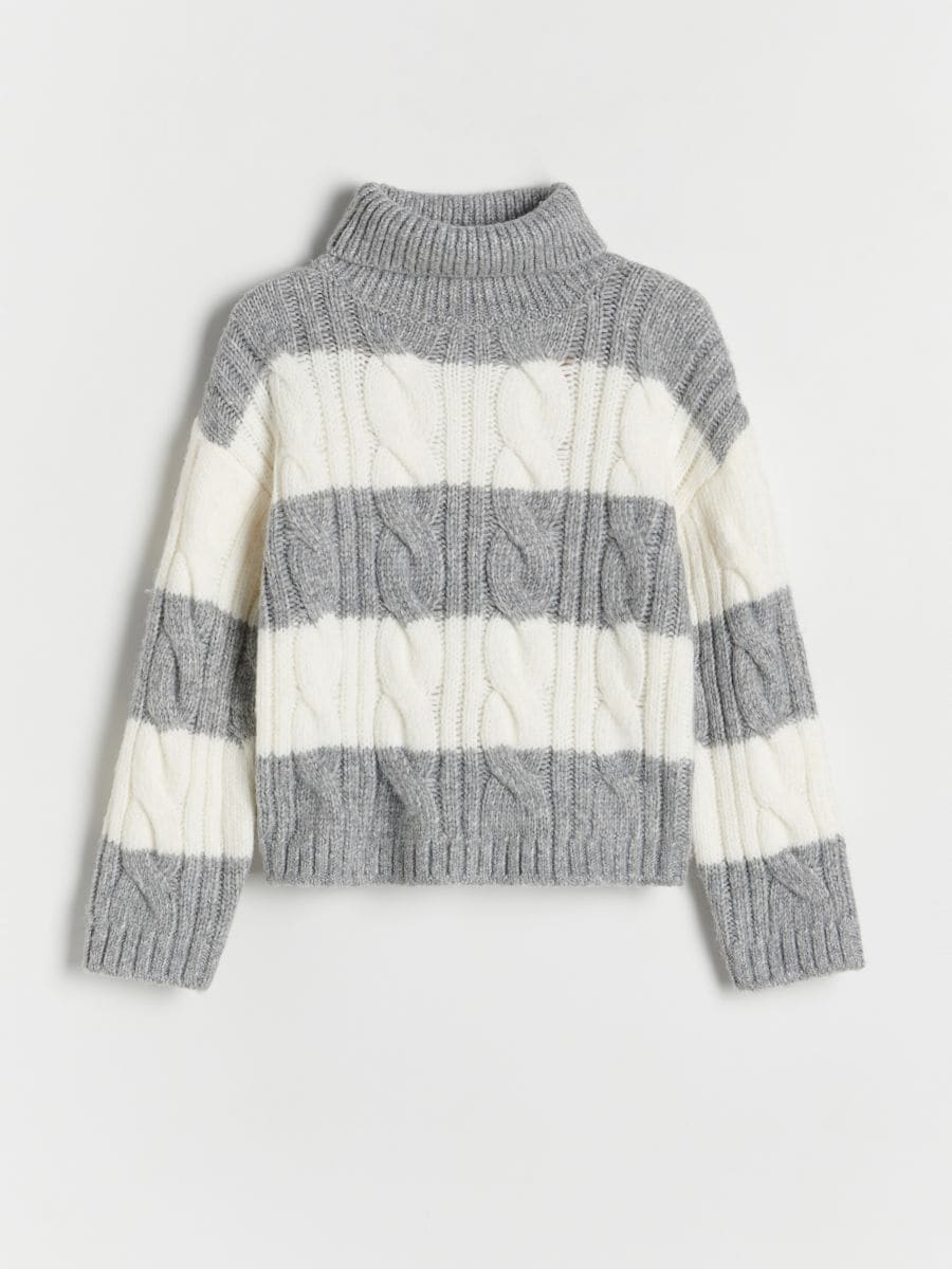 Stripe wool blend jumper - dark grey - RESERVED