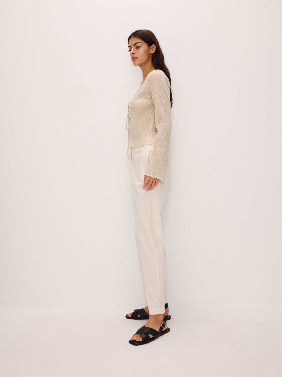 Broek van structuurstof - beige - RESERVED - 2