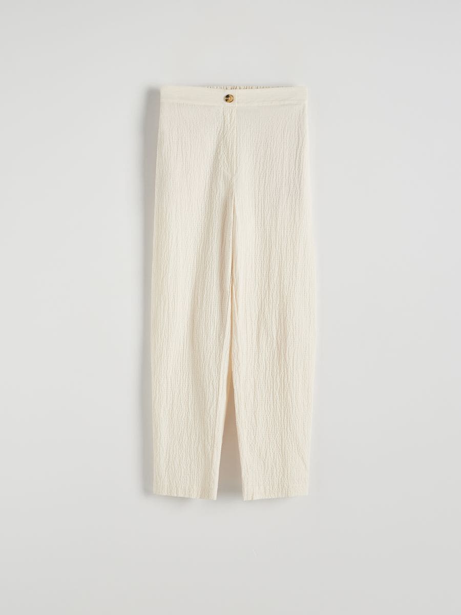 Broek van structuurstof - beige - RESERVED - 4