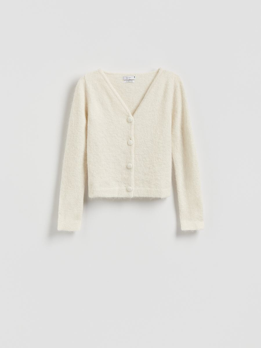 Cardigan mit hohem Anteil an Alpakawolle - creme - RESERVED