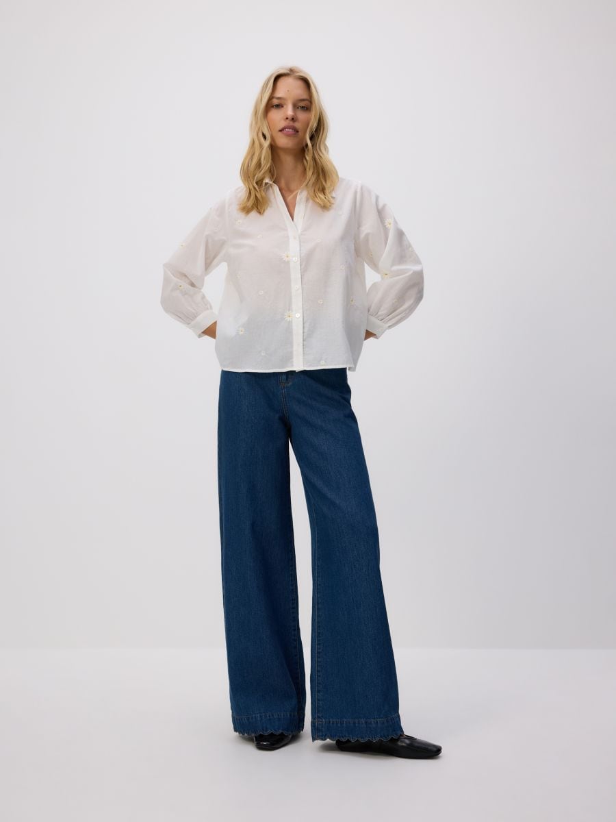 Shirt with embroidered pattern - white - RESERVED