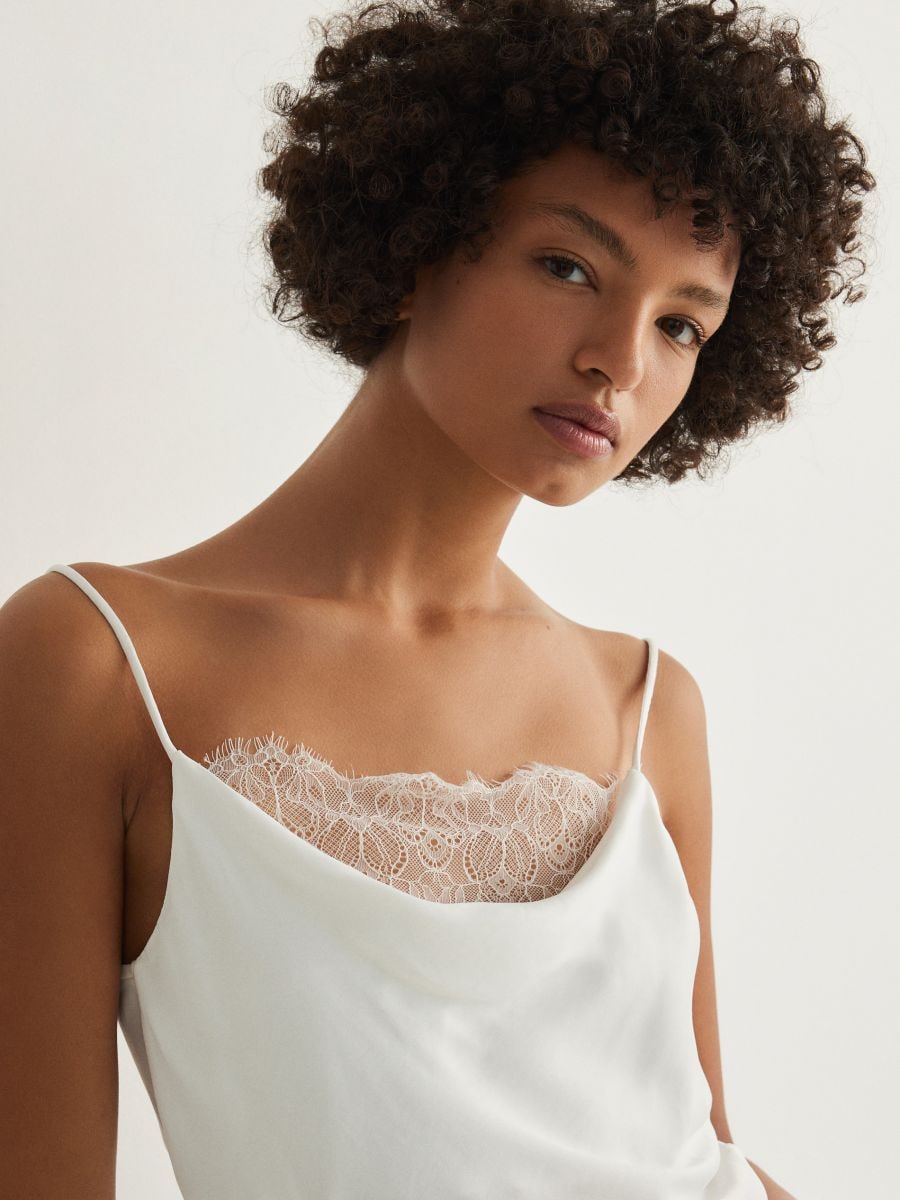 LADIES` TOP - krem - RESERVED - 2