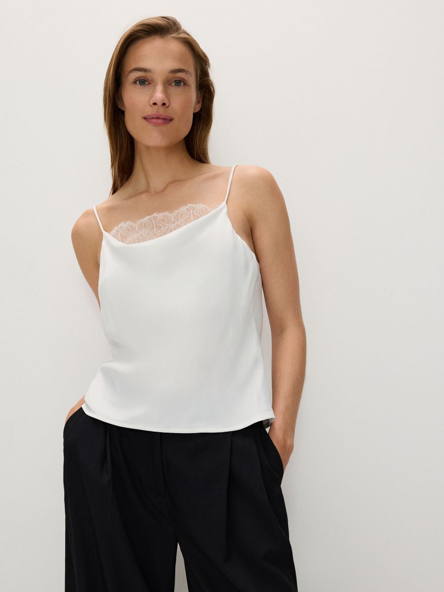 LADIES` TOP - krem - RESERVED - 6