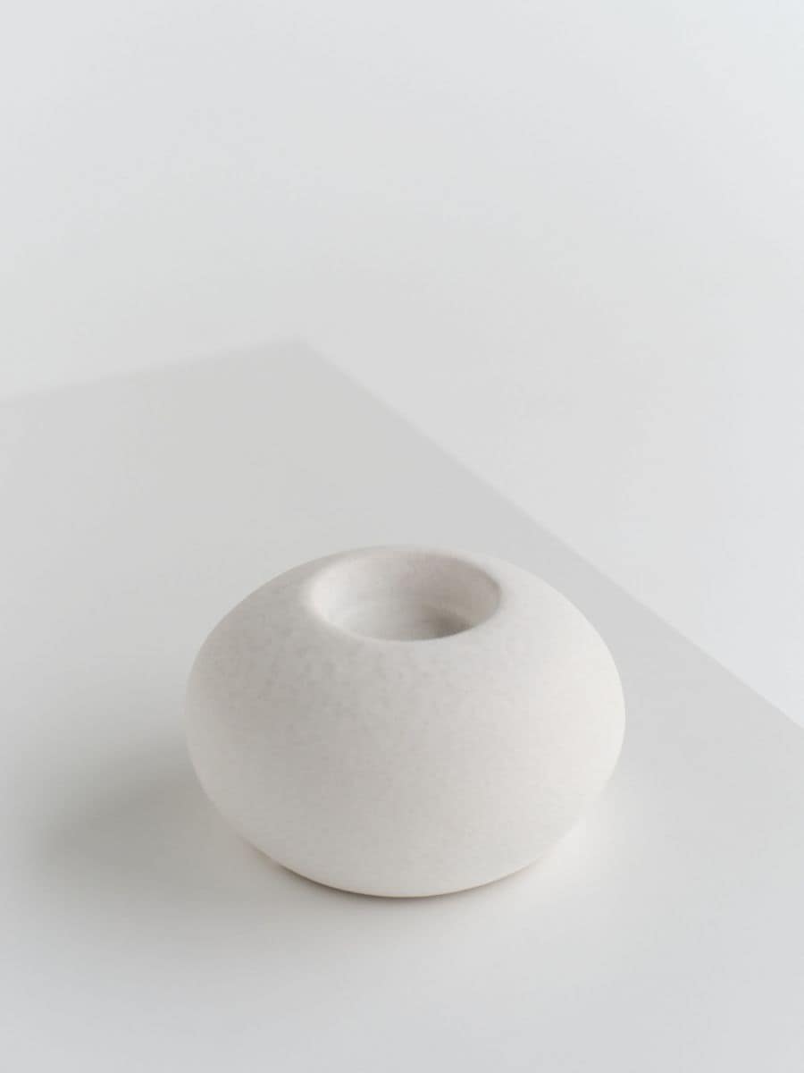 Ceramic candle holder - white - RESERVED