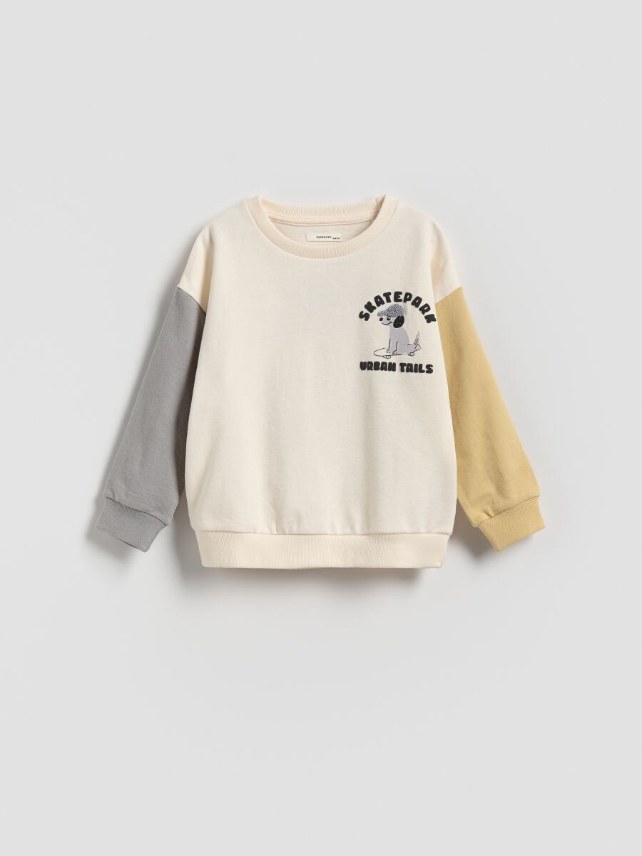 Langærmet t-shirt i bomuld - creme - RESERVED