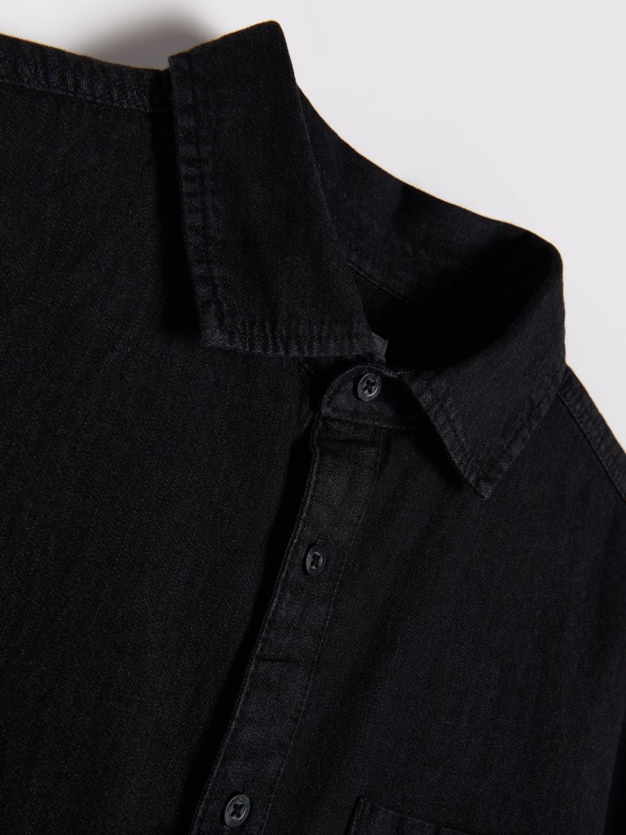 Camicia regular fit in denim - nero - RESERVED - 6