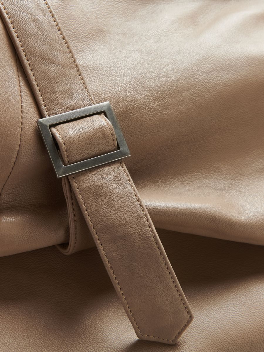 Midikjol i läder - BEIGE - RESERVED - 5