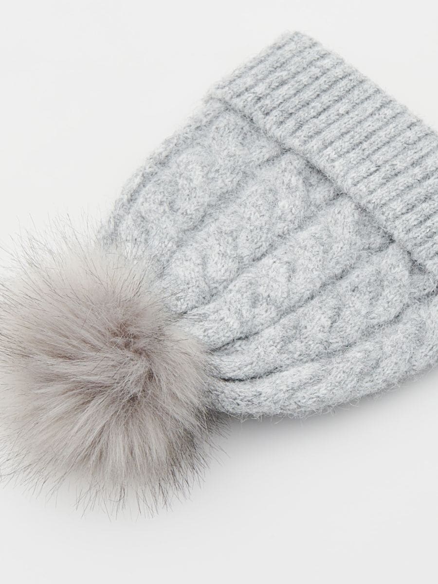 Beanie with pom pom - light grey - RESERVED - 2