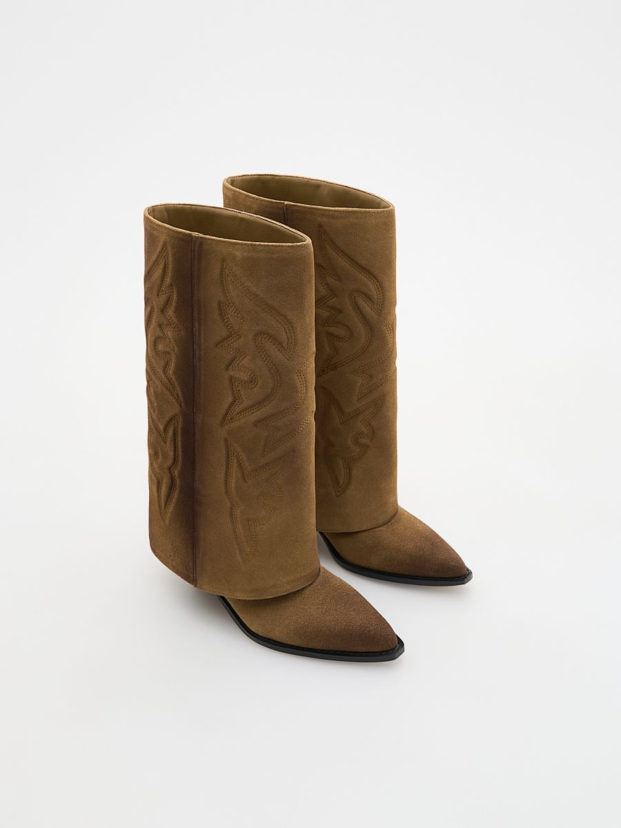 Embellished suede boots - beige - RESERVED - 5