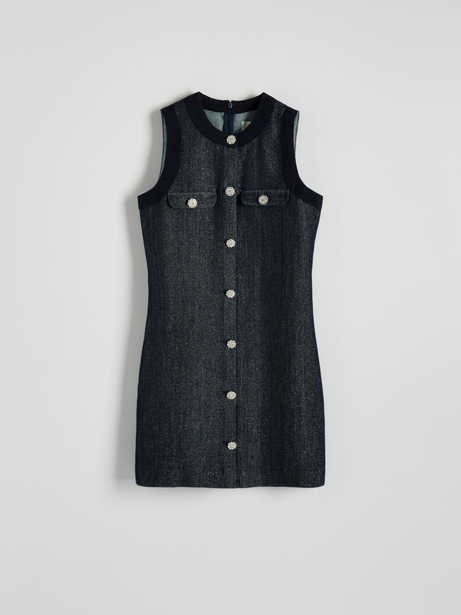 Mini dress with decorative buttons - navy - RESERVED - 3