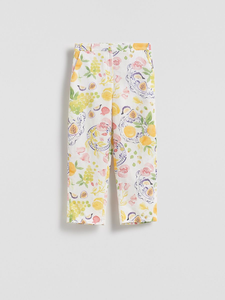 Patterned trousers with linen blend - multicolor - RESERVED - 6