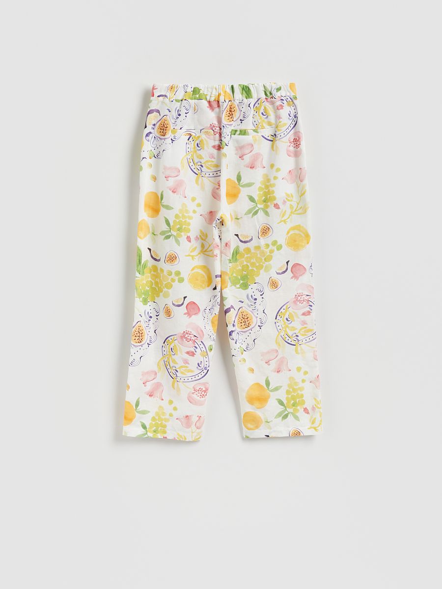 Patterned trousers with linen blend - multicolor - RESERVED - 8