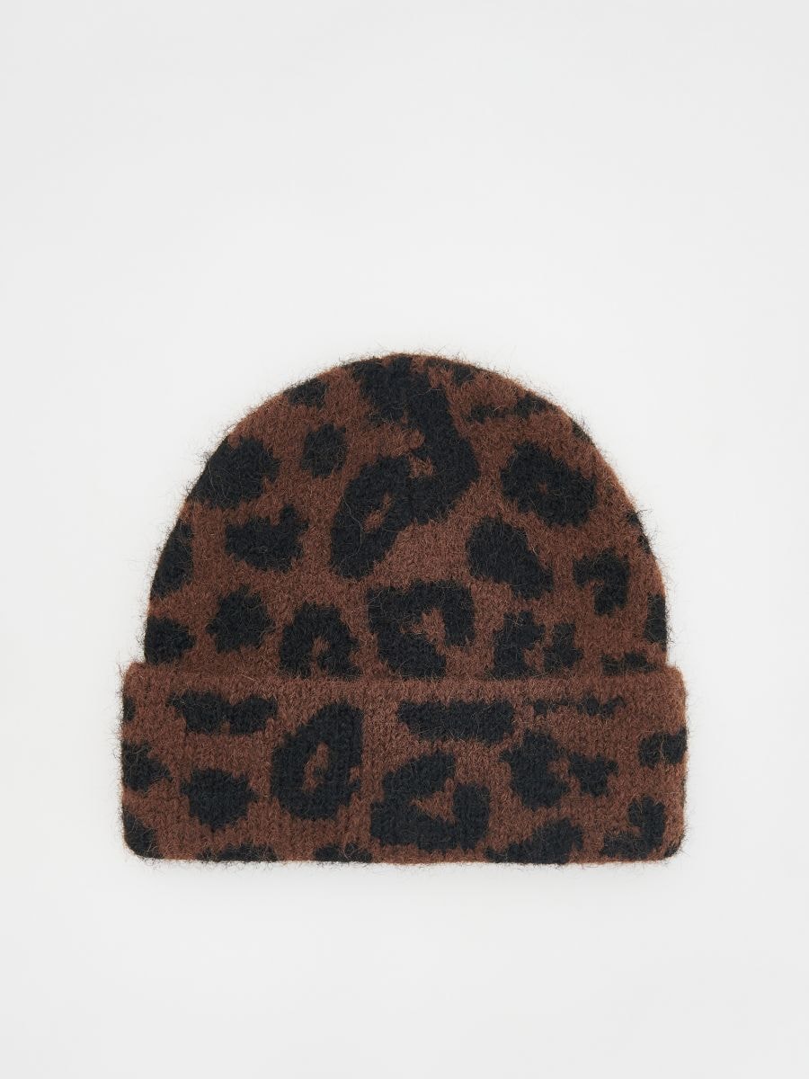 Leopardo rašto kepurė - tamsiai ruda - RESERVED