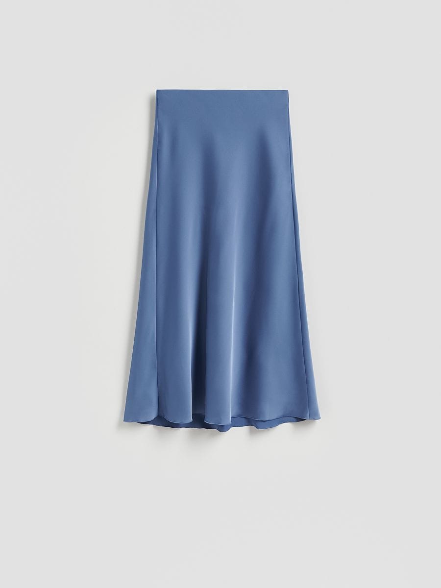 Satin midi skirt - steel blue - RESERVED