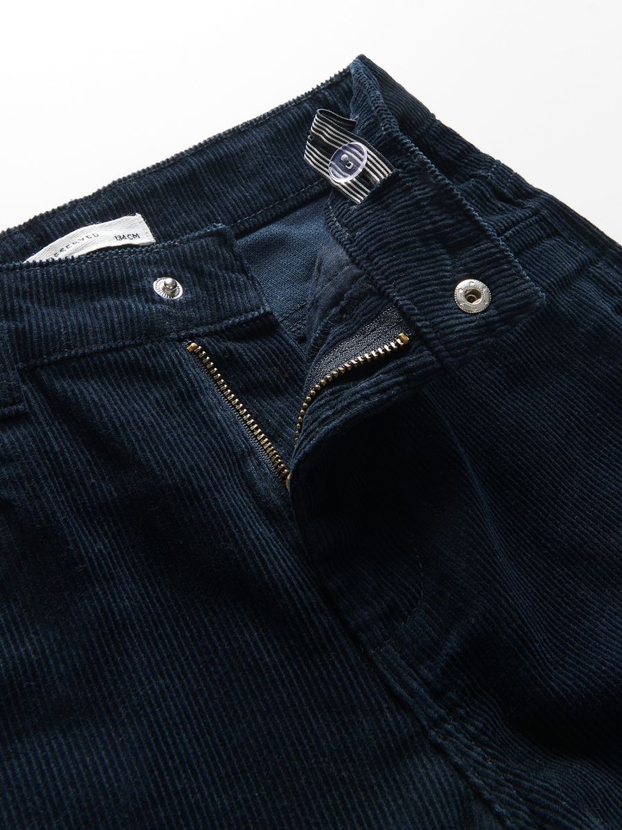 Regular pantalone od rebrastog somota - mornarsko - RESERVED - 6