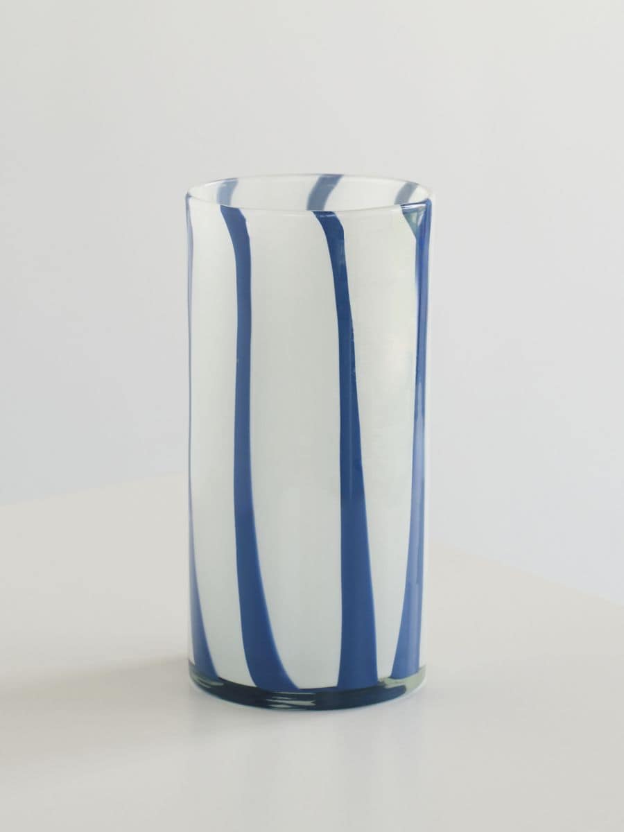 Стъклена ваза с цветни акценти - светлосиньо - RESERVED