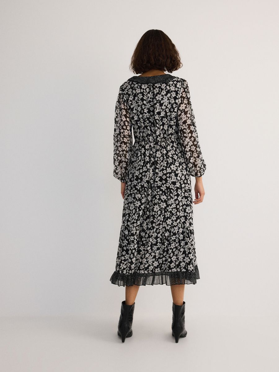 Abito in chiffon con volant - multicolore - RESERVED - 8