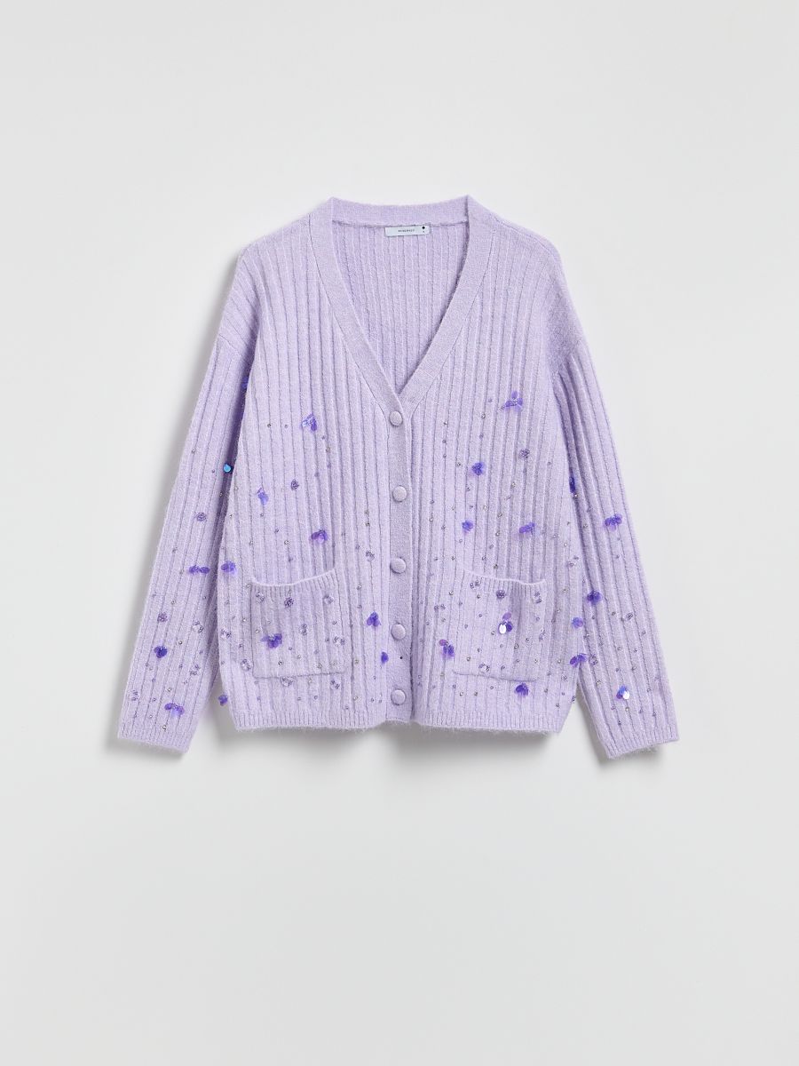 Cardigan with appliques - lavender - RESERVED