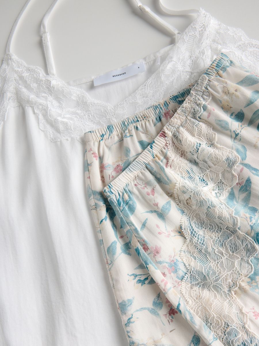 Two piece viscose pyjama set - cream - RESERVED - 6