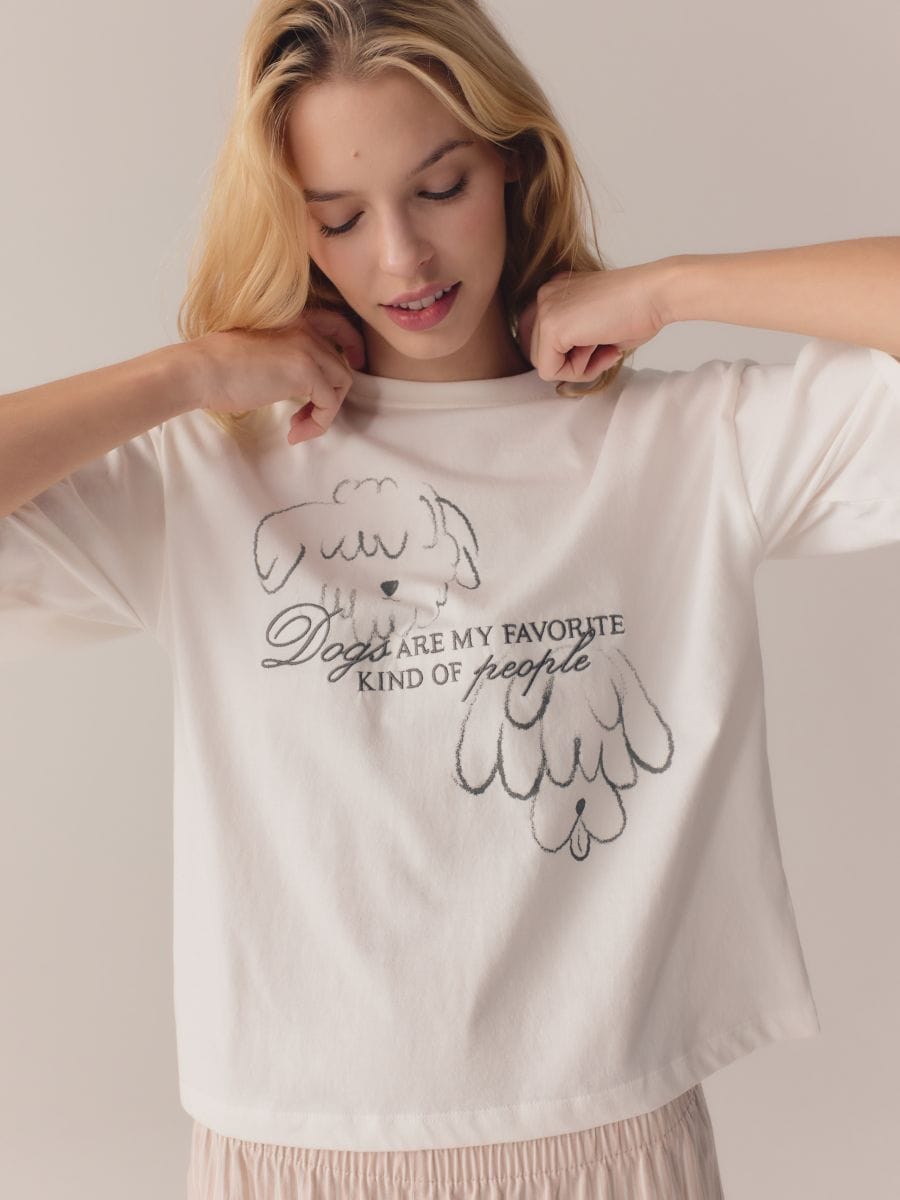Pyjamassæt i to dele med print - kaffefarve - RESERVED - 4