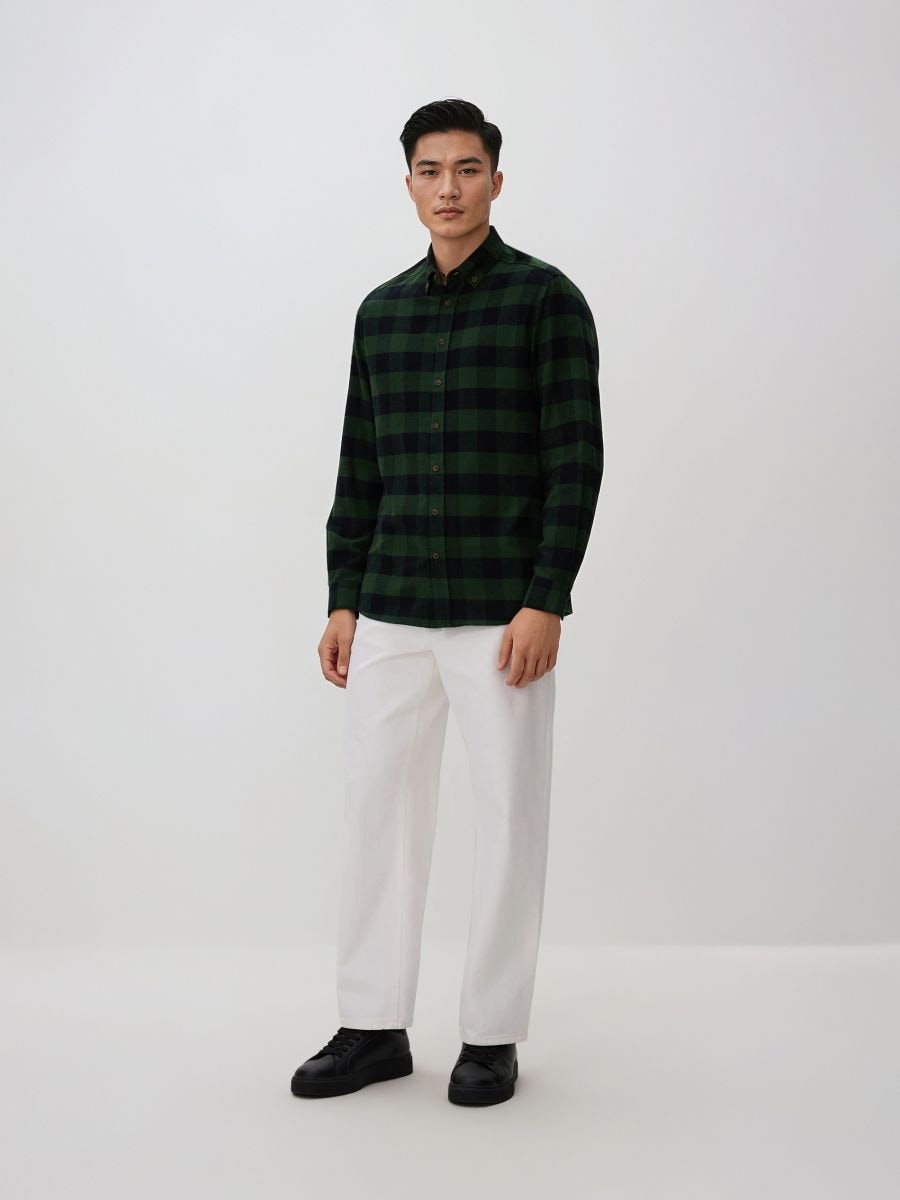 Regular fit check shirt - green - RESERVED