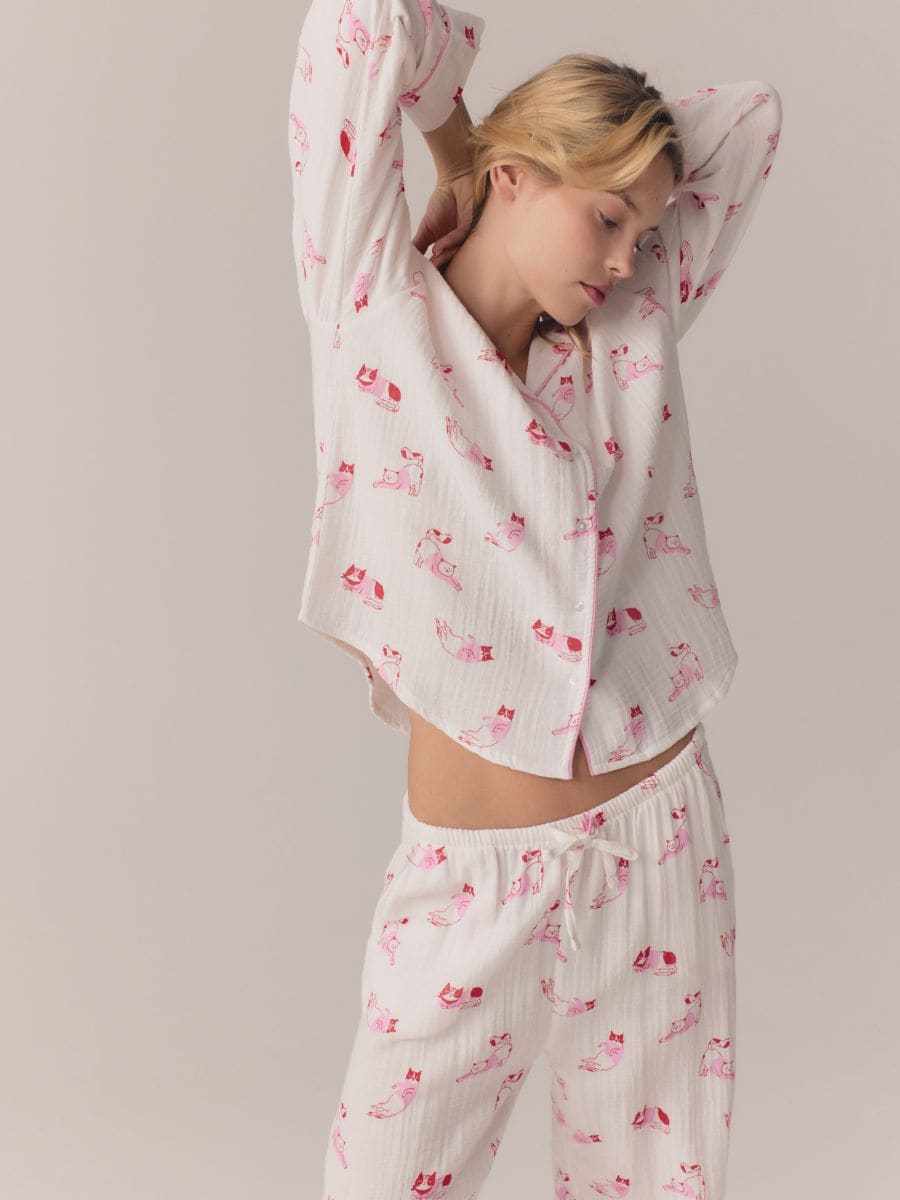 Two-piece muslin pajama set - cream - RESERVED - 6