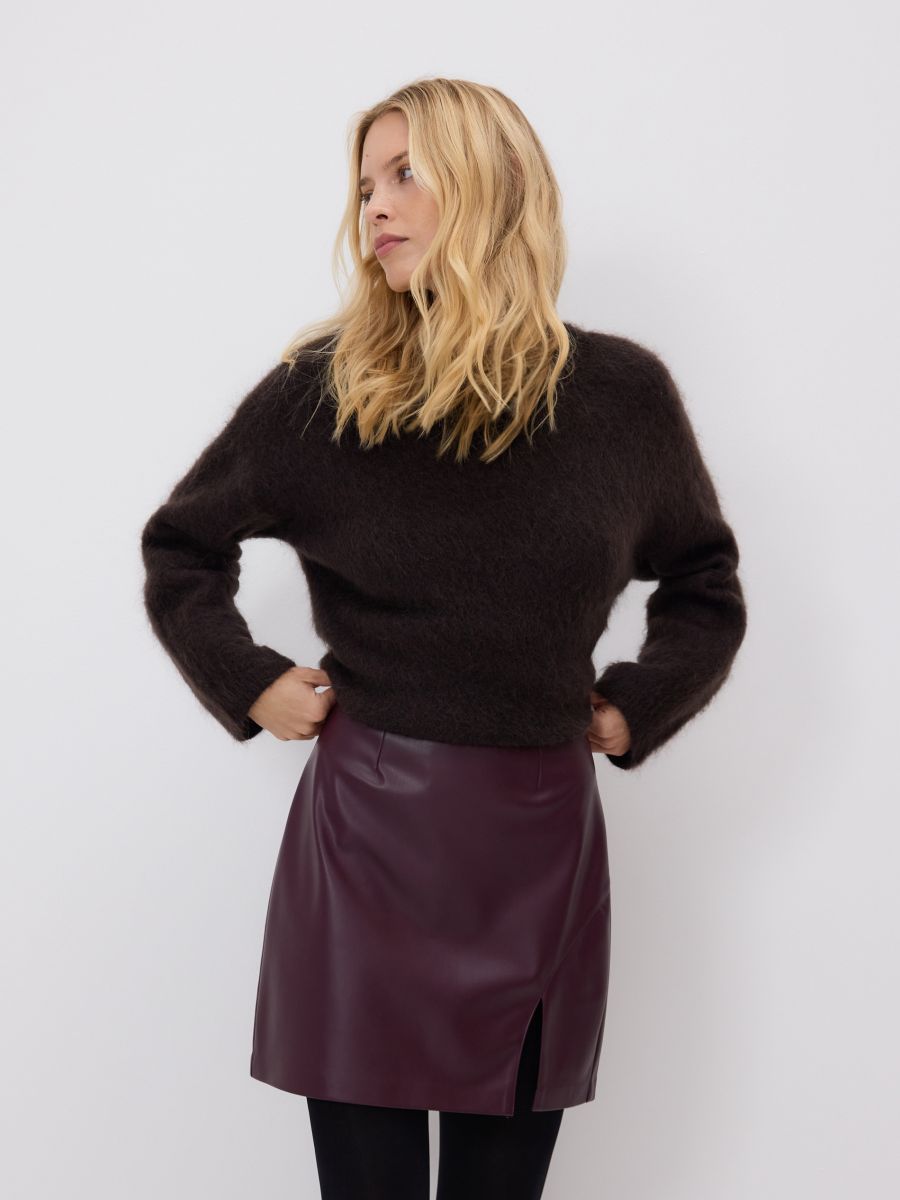 Faux leather mini skirt - maroon - RESERVED