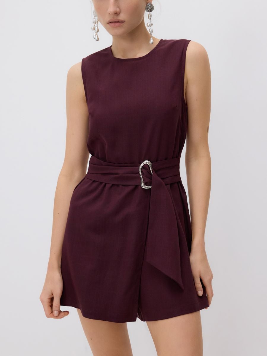 Lyocell jumpsuit - burgundy - RESERVED - 3