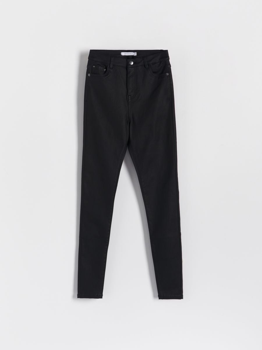 Woskowane spodnie slim - czarny - RESERVED - 4